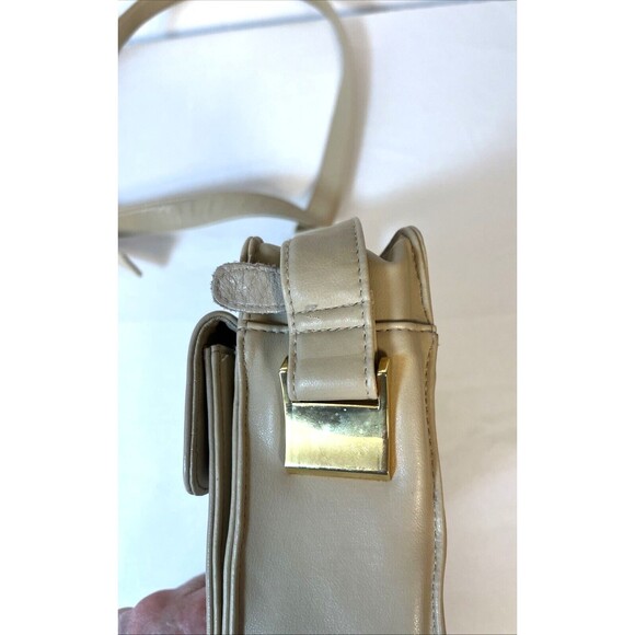 VTG Jacqueline Ferrar Leather Cream Beige Adj. Crossbody Purse Shoulder Pockets - Picture 14 of 14